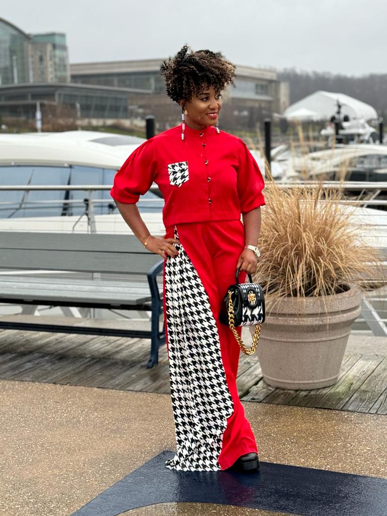 Asymmetrical fashion foward pant set