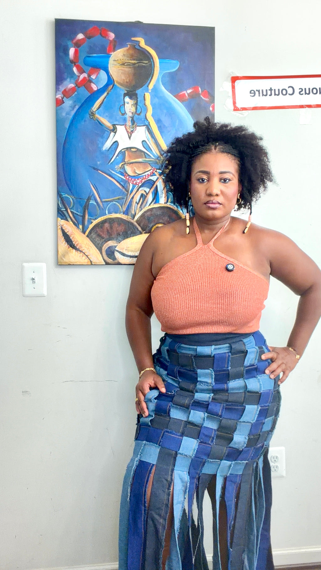 Woven Jean Skirt