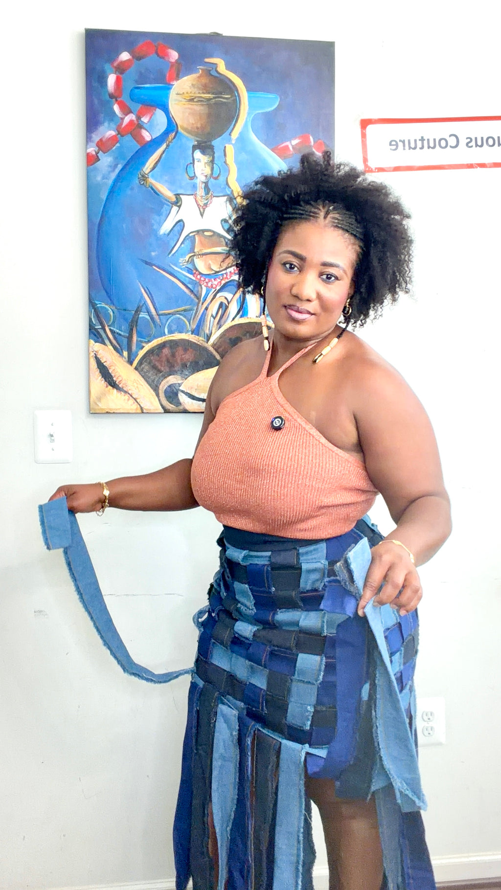 Woven Jean Skirt