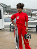 Asymmetrical fashion foward pant set